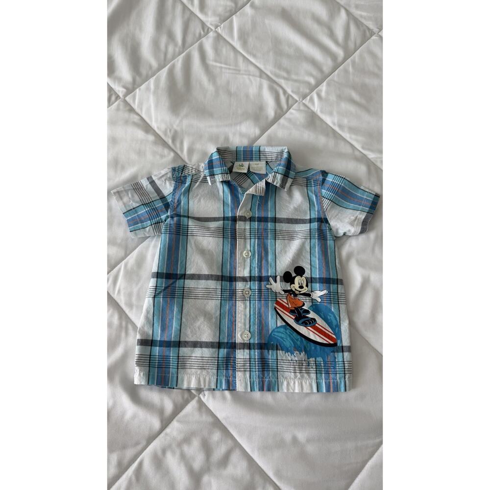 Disney Baby Mickey Mouse Button Down Boys Dress Shirt Size 6 Months